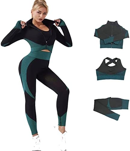 Ensemble "Total Look" 3 Pièces – Brassière, Legging & Veste Performance