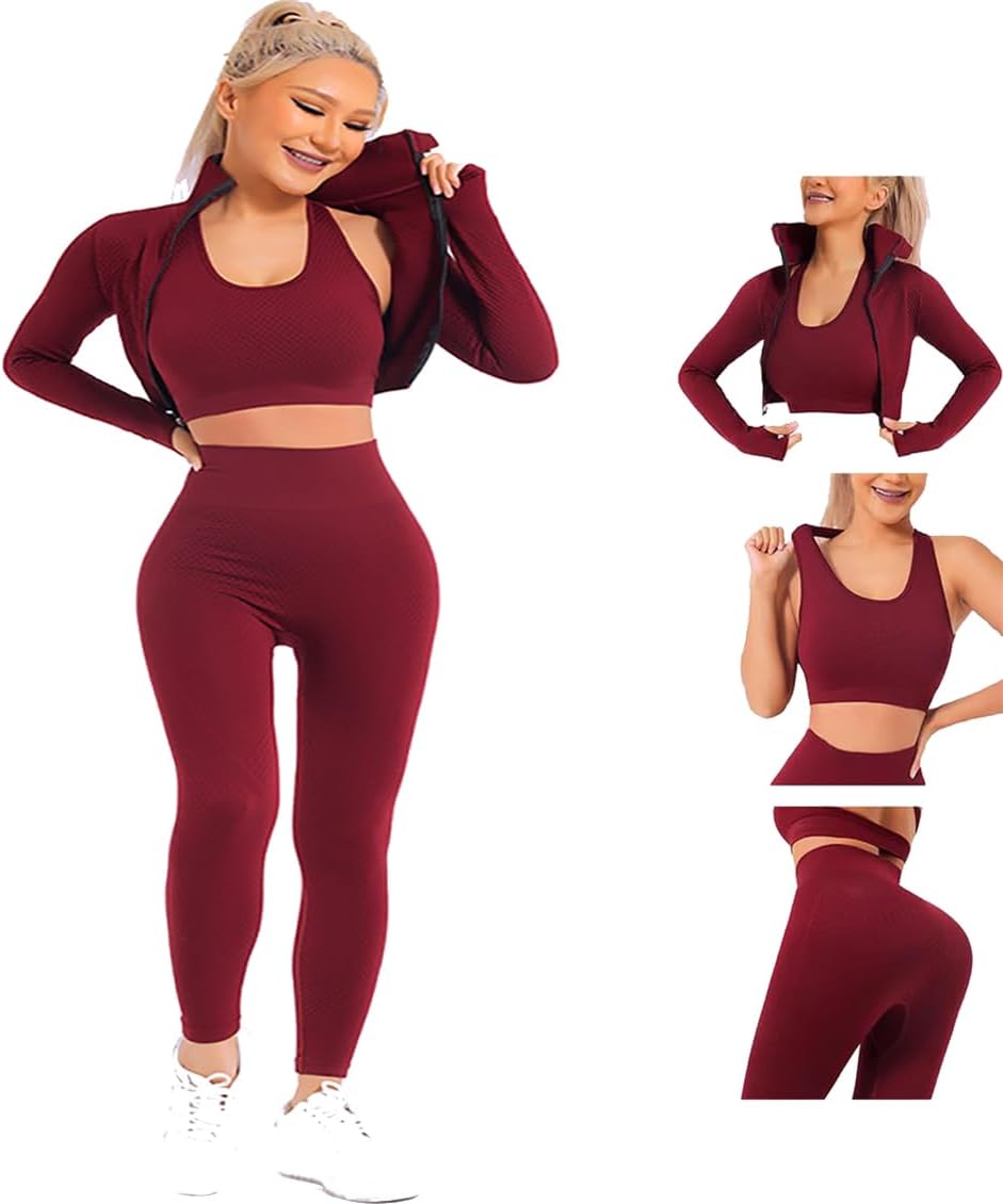Ensemble "Total Look" 3 Pièces – Brassière, Legging & Veste Performance