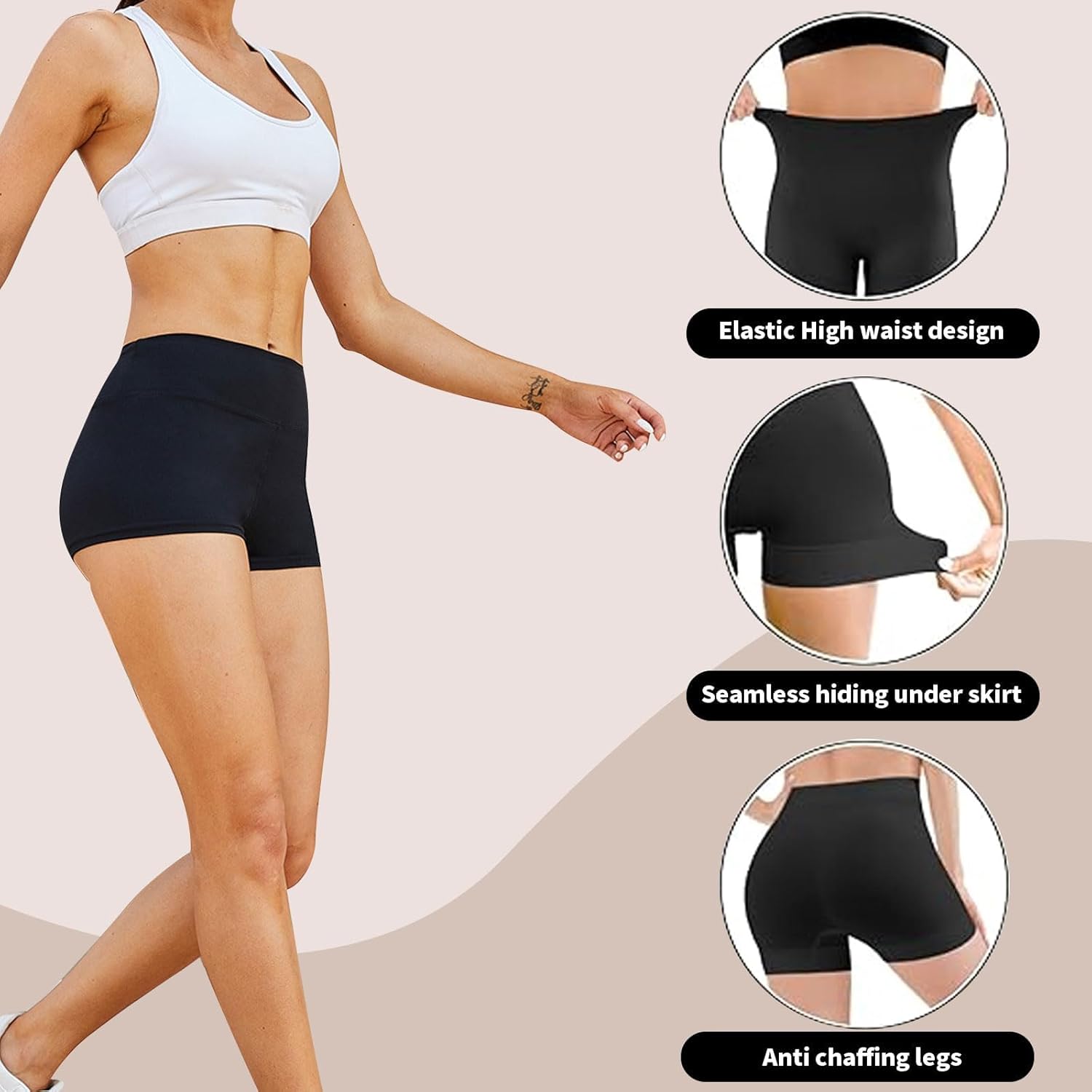 Short de Sport Performance – Taille Haute, Gainant & Anti-Friction