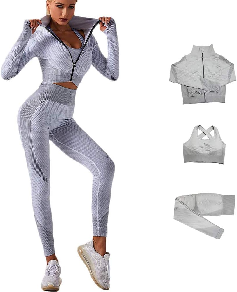 Ensemble "Total Look" 3 Pièces – Brassière, Legging & Veste Performance